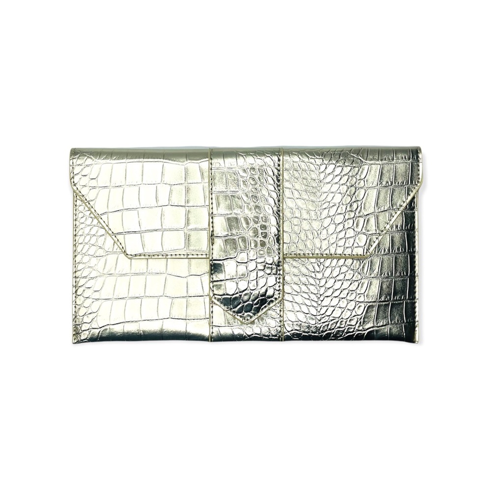 NEW JJ Winters Metallic Croc Clutch